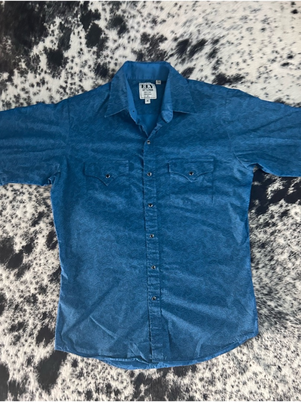 Ely Cattleman Blue Long-Sleeve Western Button-Down Shirt